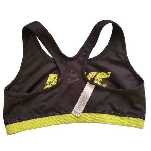 Nike Dri-Fit sport bra womens athletic black/Neon Color Size Small activewear - Picture 4 of 7